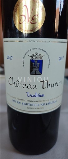 Vinhos Rouge sec Tradition Château Thuron 2017 França Bordéus Blaye-Côtes-de-Bordéus AOC