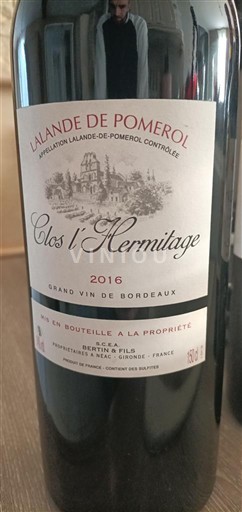 Bordeaux Lalande-de-pomerol Clos l'Hermitage 2016