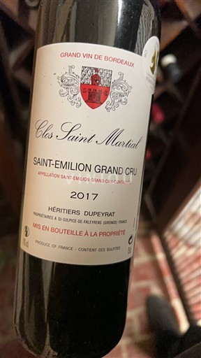 Bordeaux Saint-Émilion Grand Cru Grand Cru Clos Saint Martial 2017