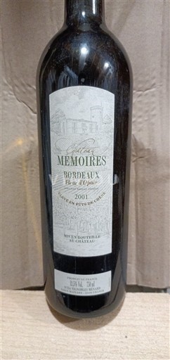 Bordeaux Château Mémoires Fleur d'Opale 2001