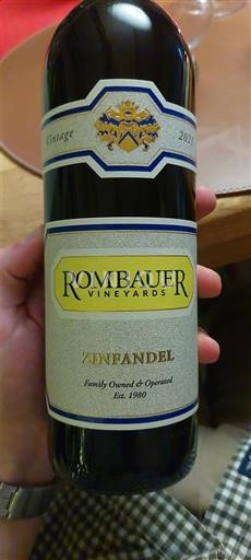 Vùng trồng nho được cấp phép California Không được chỉ định Rombauer Vineyards Zinfandel 2021