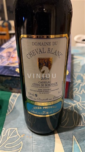 Víno Rouge sec Cuvée Prestige Domaine Cheval Blanc 2014 Francie Bordeaux Cadillac-côtes-de-bordeaux AOC