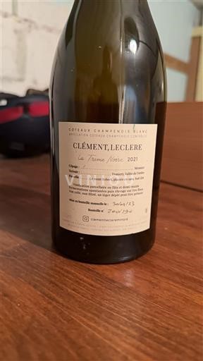 Champaña Coteaux champenois Clément Leclere La Plume Noire 2021