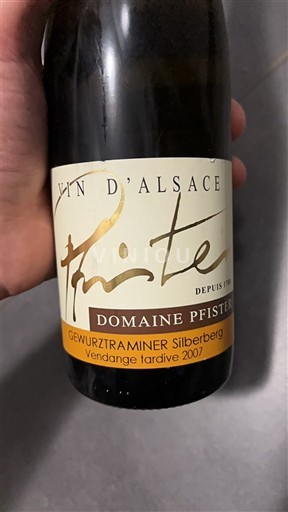 Alsacia Vendanges Tardives Domaine Pfister Gewurztraminer Silberberg Vendange Tardive 2007