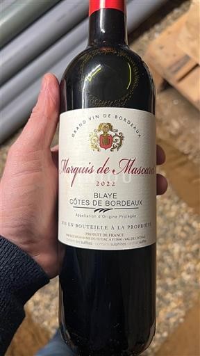 Bordeaux Blaye Côtes de Bordeaux Marquis de Mascour 2022