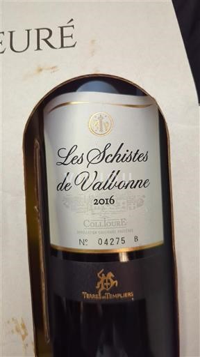 Roussillon Collioure Terres des Templiers Les Schistes de Vallbonne 2016