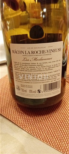 Bourgondië Mâcon en mâcon-dorpen Domaine La Roche-Vineuse Les Morliennes Niet-geïntegreerd