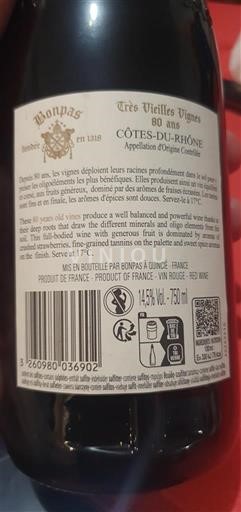Rhône-dalen Côtes-du-Rhône Bonpas Très Vieilles Vignes 80 ans Ikke årgangsbestemt