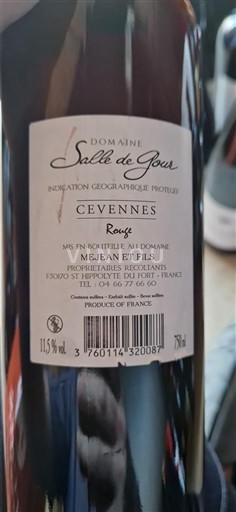 Linguadoca e Rossiglione Cévennes Domaine Salle de Gour Cévennes rouge Senza annata