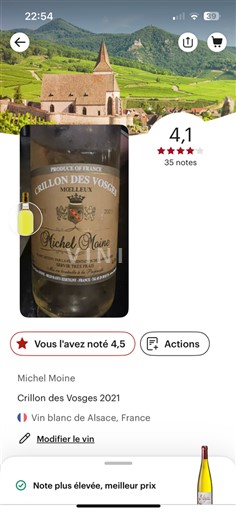 Alsacia Michel Moine Crillon des Vosges Moelleux 2021