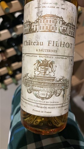 Bordeaux Sauternes Grand Cru Château Filhot 1988