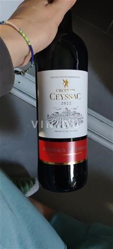 Wines Rouge sec Croy de Ceyssac 2022 France Bordeaux Bordeaux Supérieur AOC