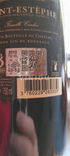 Bordeaux Saint-Estèphe Famille Cordon 2012