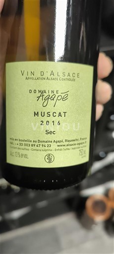 Alsace Domaine Agapé - muscat 2016