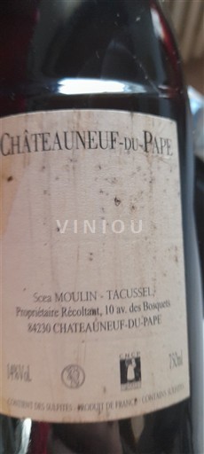 Rhônevallei Châteauneuf-du-Pape Moulin-Tacussel Niet-geïntegreerd