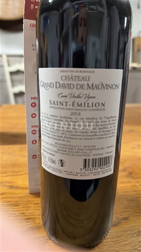 Bordeaux Saint-Émilion Château Grand David de Mauvinon Vieilles Vignes 2018