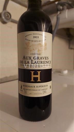Vina Rouge sec H Château Aux Graves de la Laurence 2021 Francija Bordeaux Bordeaux supérieur AOC