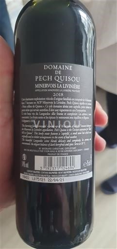 Langvedok Minervois-la-Livinière Domaine Pech Quisou 2018