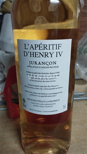 Tây Nam Jurançon Cave de Gan Jurançon L'Apéritif d'Henry IV Không niên vụ