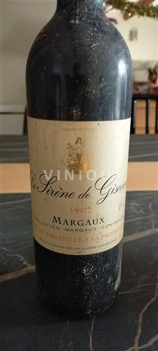 Vina Rouge sec La Sirène de Giscours 1997 Francija Bordeaux Margaux AOC