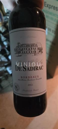 Viinit Rouge sec Château Les Galets de Sadirac 2022 Ranska Bordeaux AOC