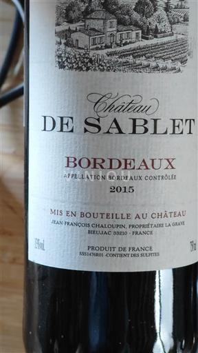 Bordeaux Château Sablet 2015