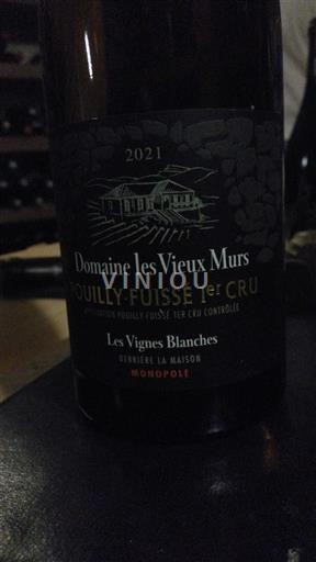 Burgundi Pouilly-fuissé Premier Cru Domaine Les Vieux Murs Les Vignes Blanches 2021