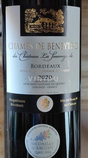 Bordeaux Château La Sauvegarde Champs de Beneyteau 2020