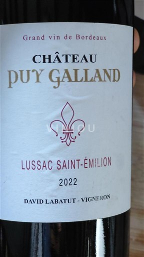 Viner Rouge sec Château Puy Galland 2022 Frankrike Bordeaux Lussac-saint-émilion AOC