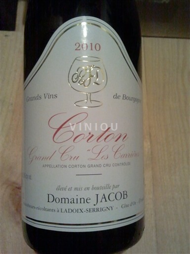 Burgundy Corton GRAND CRU Domaine Raymond et Robert JACOB Les Carrières 2010