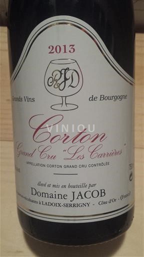Burgundy Corton GRAND CRU Domaine Raymond et Robert JACOB Les Carrières 2013