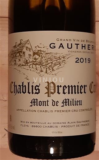 Burgundi Chablis Premier Cru Domaine GAUTHERON Alain et Cyril Mont de Milieu 2019
