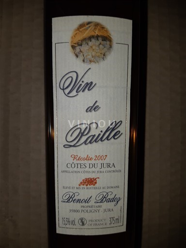 Jura Côtes du Jura Benoît Badoz Vin de Paille 2007