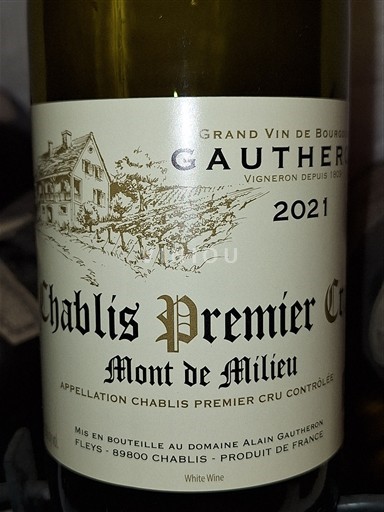 Burgundi Chablis Premier Cru Domaine GAUTHERON Alain et Cyril Mont de Milieu 2021