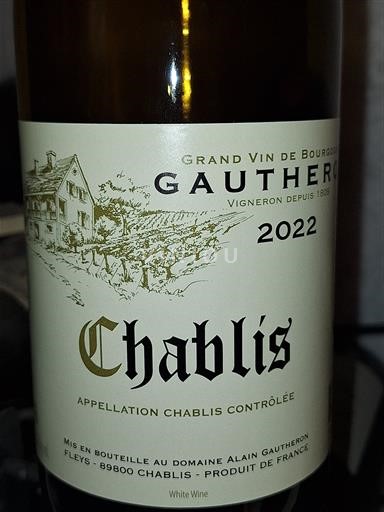 Burgundi Chablis Domaine GAUTHERON Alain et Cyril 2022