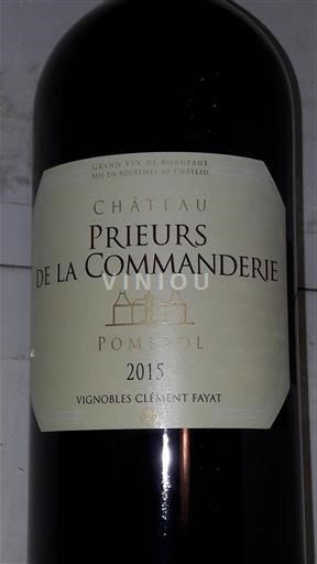 Bordeaux Pomerol Château Vignobles Clément FAYAT - Château La Dominique - 05 56 35 23 79 - 33330 - ST EMILION Château Prieurs de la Commanderie 2015