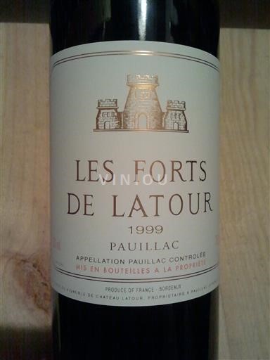 Vini Rouge sec Les Forts de Latour Latour 1999 Francia Bordeaux Pauillac AOC