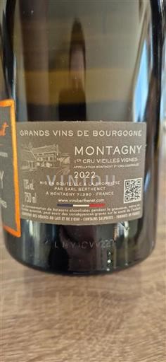 Bourgogne Montagny Premier Cru François Berthenet 1er Cru Vieilles Vignes 2022