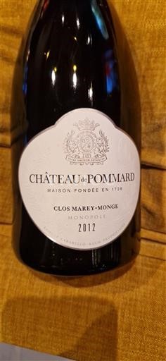 Borgoña Pommard Château Pommard Clos Marey-Monge Monopole 2012
