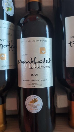 Bordeaux Côtes de Bourg Château Montfollet Le Valentin 2020