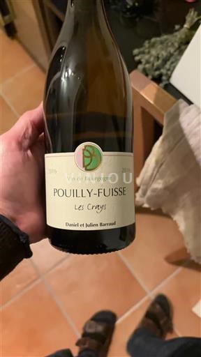 Vini Blanc sec Les Crays Daniel et Julien Barraud 2016 Francia Borgogna Pouilly-fuissé AOC