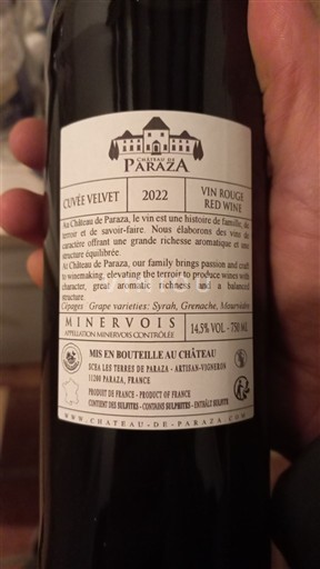 Langvedok Minervois Château Paraza Velvet 2022