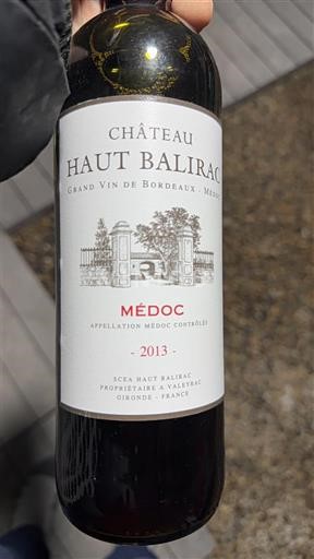 Bordeaux Médoc Château Haut Balirac 2013