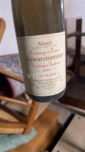 Alsace Vendanges Tardives Domaine Xavier Wymann Hommage à Louise Vendanges Tardives 2007