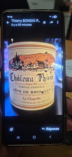 Beaujolais Côte-de-Brouilly Château Thivin La Chapelle Não Sazonado