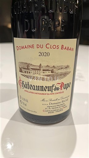 Rhônen laakso Châteauneuf-du-Pape Domaine Clos Baban 2020