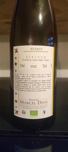 Alsácia Domaine Marcel Deiss Berckem 2022
