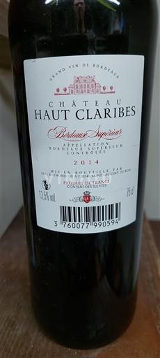 Bordeaux Bordeaux superiore Château Haut Claribes 2014