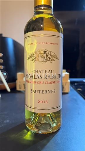 Wines Blanc liquoreux Château Sigalas Rabaud 2013 France Bordeaux Sauternes AOC Premier Cru