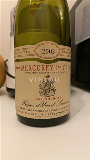 Burgund Nicht spezifiziert Premier Cru Hugues et Yves de Surmain Les Croichots 2003